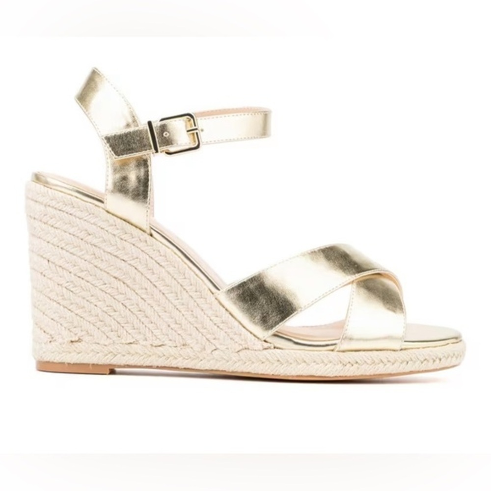 9W Espadrilles Gold and Beige Wide Width Nordstrom Fashion to Figure Heel